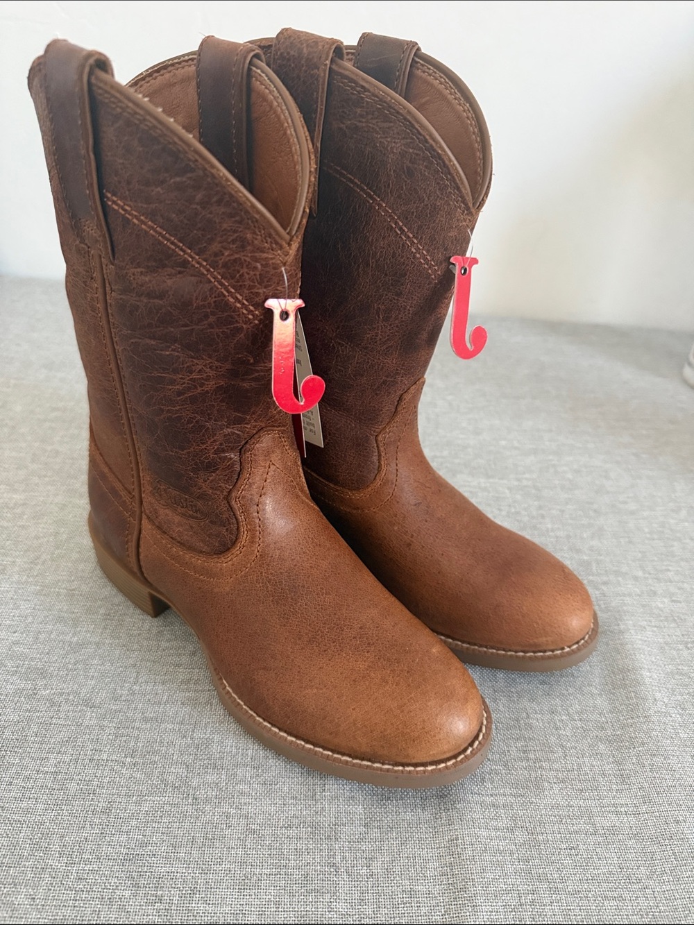 Justin Blain Chocolate Brown Leather Roper Western Boots SE7701 NWT